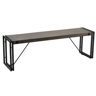 Cortesi Home Thayer Black/Grey Driftwood Bench with Metal Frame