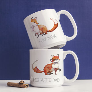Foxtastic Dad and Foxy Mama 20-ounce Large Coffee Mugs (Set of 2)