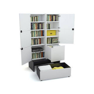 Voelkel Young Users Collection Enclosed Bookcase with Drawers and Platform