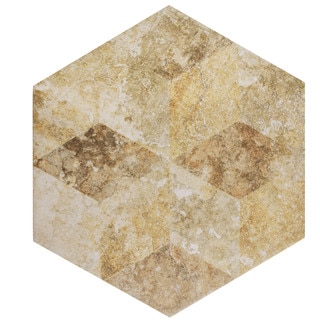 SomerTile 8.625x9.875-inch Pierre Cream Hex Decor Porcelain Floor and Wall Tile (25/Case, 11.19 sqft