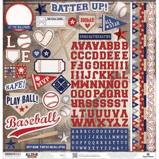 Baseball Cardstock Stickers 12"X12"