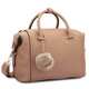 Dasein Faux Leather Satchel Handbag with PomPom - Thumbnail 0