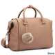 Dasein Faux Leather Satchel Handbag with PomPom - Thumbnail 1