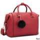 Dasein Faux Leather Satchel Handbag with PomPom - Thumbnail 5