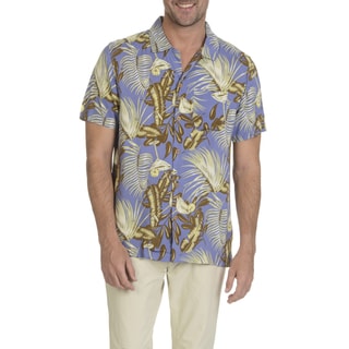 Caribbean Joe Men's Multicolor Rayon Short-sleeve Button-down Palm and Martini Print Shirt
