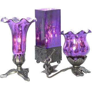 River of Goods Purple Glass Table Lamps (Set of 3)