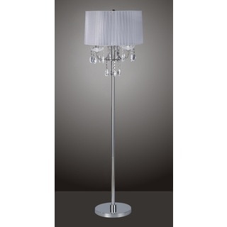 QMax Chrome Crystal-inspired White Metal and Fabric 62.5-inch 3-light Floor Lamp