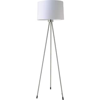 QMax Metal and White Fabric Three-legged 1-light Floor Lamp