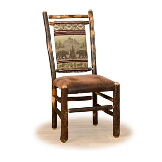 Two Rustic Hickory Medium Back Dining Chairs