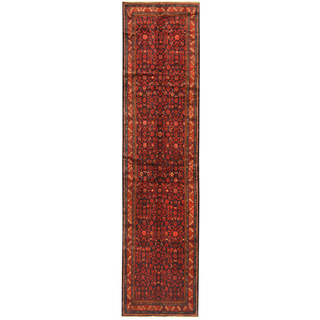 Herat Oriental Persian Hand-knotted Tribal Hamadan Wool Runner (4' x 13'10)