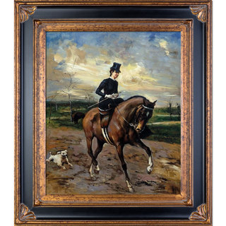 Giovanni Boldini 'The Amazon with Puppy' Hand Painted Framed Oil Reproduction on Canvas