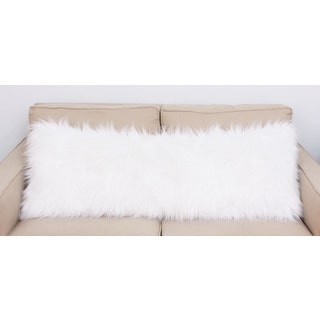 Thro by Marlo Lorenz Keller White Faux Mongolian Fur Body Pillow