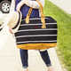 Personalized Black and White Striped Oversized Weekender Tote