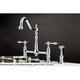 Victorian High Spout Lever-Handles Bridge Kitchen Faucet with Side Sprayer - Thumbnail 0