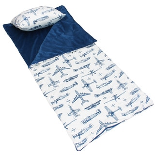 Blueprint Airplane Printed Microplush Sleeping Bag