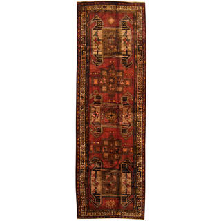 Herat Oriental Persian Hand-knotted Tribal Hamadan Wool Runner (4'3 x 13'1)