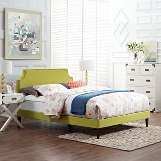 Laura Wheatgrass Fabric Platform Bed with Squared Tapered Legs