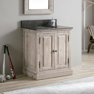 Infurniture 31-inch Rustic Grey Limestone Single-sink Bathroom Vanity