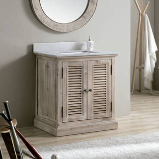 31-inch White Quartz Marble Top Single Sink Bathroom Vanity