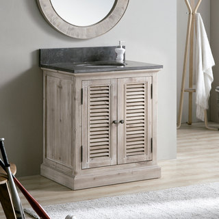 Infurniture 31-inch Matte Grey Limestone Single-sink Bathroom Vanity