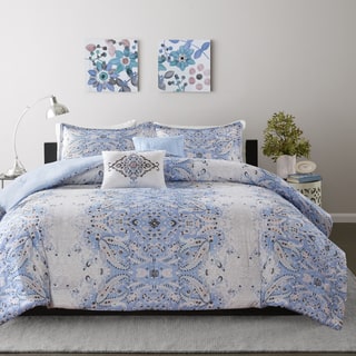 Intelligent Design Raina Blue Printed 4-piece Comforter Set