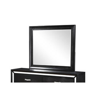 Acme Furniture Elberte Black Wood and Glass Beveled Mirror