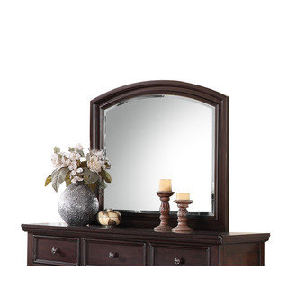 Acme Furniture Greyson Dark Walnut Pine Wood Beveled Mirror