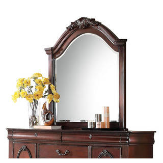 Acme Furniture Estrella Dark Cherry Finished Pine Beveled Mirror