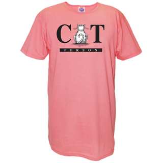 'Cat Person' Pink Cotton Nightshirt