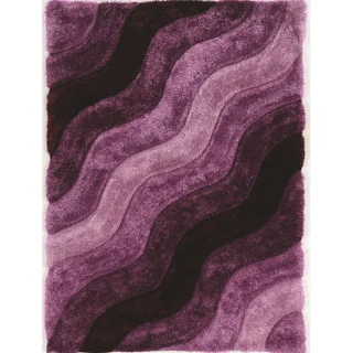 Hand Tufted Links Wave Purple Polyester Rug (5' x 7')