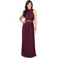 KOH KOH Womens Long Prom Formal Evening Bridesmaid Belted Summer Flowy Gown Maxi Dress