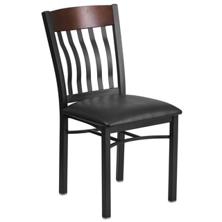 Eclipse Series Vertical Back Metal and Wood Restaurant Chair with Vinyl Seat