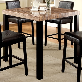 Furniture of America Dymen Contemporary Faux Marble Top Black Counter Height Dining Table