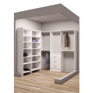 TidySquares Classic White Wood 81-inch x 84.25-inch Corner Walk-in Closet Organizer