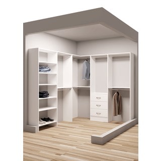 TidySquares Classic White Wood 81 x 96.25 Corner Walk-in Closet Organizer