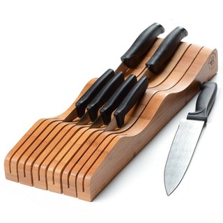 Bamboo In-Drawer Knife Block Holds 10-15 Knives