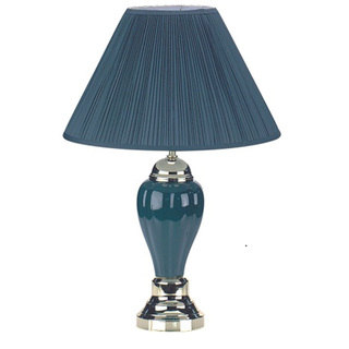 QMax Green Linen/Ceramic 27-inch Table Lamp
