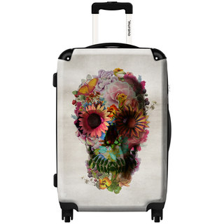 Murano Flower Skull Multicolored Aluminum, Polycarbonate, Nylon, and Mesh 20-inch Hard-sided Carry-on Spinner Suitcase