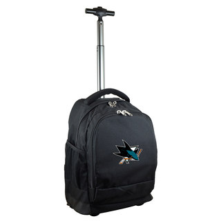 Denco Sports Mojo San Jose Sharks Premium Black Nylon and Denim Wheeled backpack
