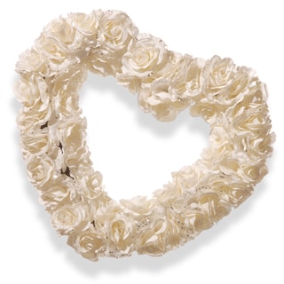 National Tree Company White Plastic 17-inch Rose Heart Wreath