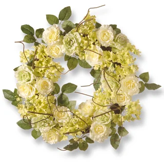 National Tree Company Green & Cream 24-inch Rose Wreath