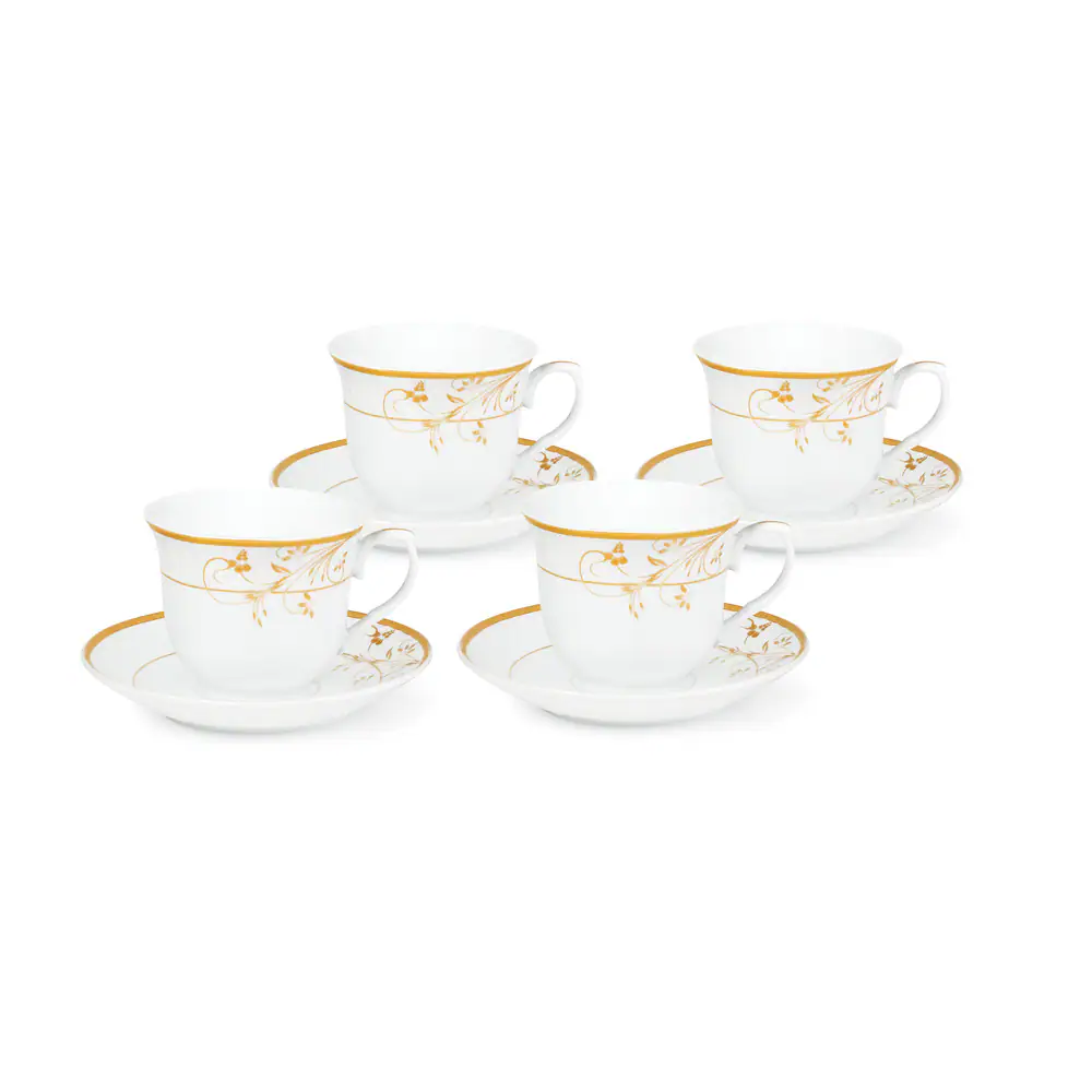 Gold Floral Pattern Tea/Coffee Set for Four