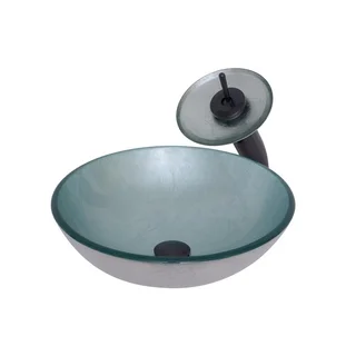 Novatto Argento Glass Vessel Bathroom Sink Set, Oil Rubbed Bronze