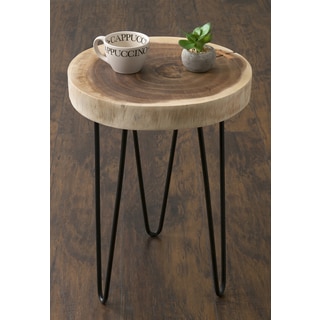 East At Main's Laredo Brown Teakwood Round Accent Table
