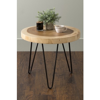 East At Main's Larkin Brown Teakwood Round Accent Table