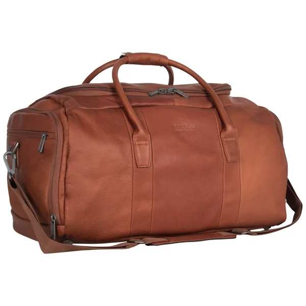 Kenneth Cole Reaction 20-inch Top Load Full-Grain Colombian Leather Multi-Compartment Duffel Bag / Travel Carry On