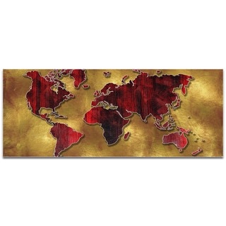 Megan Duncanson 'Golden World' Eclectic World Map on Metal or Acrylic