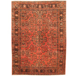 Herat Oriental Antique 1920's Persian Hand-knotted Sarouk Wool Rug (8'8 x 11'8)