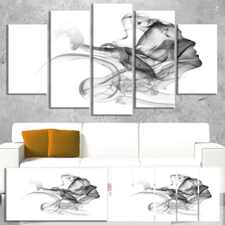 Woman and Smoke Double Exposure' Modern Portrait Canvas Wall Art