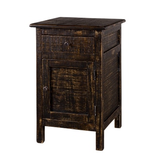 Handmade Pitched Coal 1-Drawer Side Table (India)